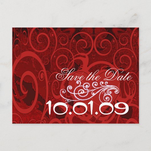 Save the Date Burgundy Hearts - Ankündigungspostkarte (Vorderseite)