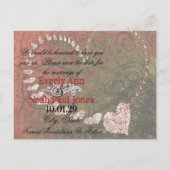 Save the Date Burgundy Hearts - individuell angepa Ankündigungspostkarte (Rückseite)