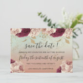 Save the Date Burgundy Rose Blue Rose Marsala (Stehend Vorderseite)