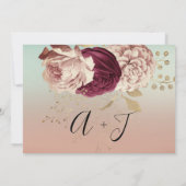 Save the Date Burgundy Rose Blue Rose Marsala (Rückseite)