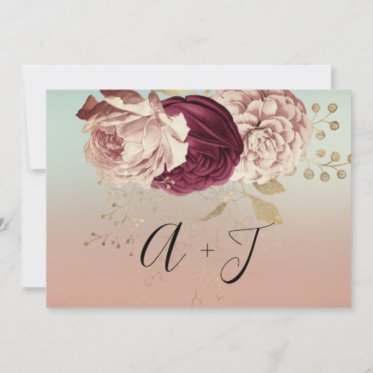 Save the Date Burgundy Rose Blue Rose Marsala (Rückseite)