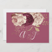 Save the Date Burgundy Rose Pink Roses Marsala (Rückseite)