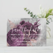 Save the Date Burgundy Wreath Rose Marsala Gray (Stehend Vorderseite)