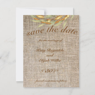 Save the Date Burlap Wreath Fall Einladung