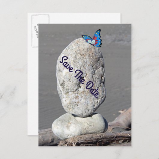 Save the Date Butterfly Postcard Ankündigungspostkarte (Vorne/Hinten)