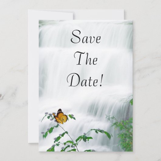 Save the Date Butterfly & Waterfall-Hochzeit Einladung (Vorderseite)