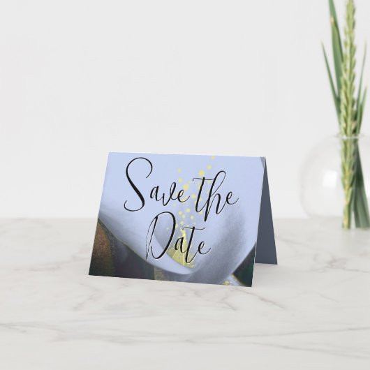 Save the Date Cala Lily - Blau und Gelb Einladung (Vorderseite)