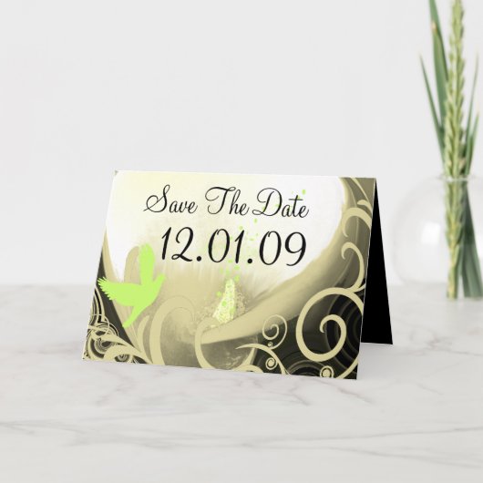 Save the Date Cala Lily - Tan und Green Einladung (Vorderseite)