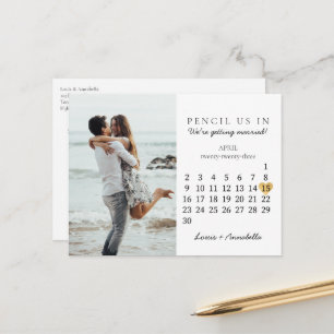 Save the Date Calendar Gold Heart April 2023 Postkarte