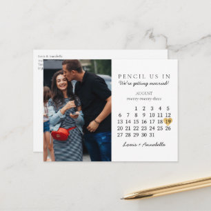 Save the Date Calendar Gold Heart August 2023 Postkarte