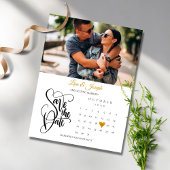 Save the Date Calendar Gold Heart Foto Ankündigungspostkarte