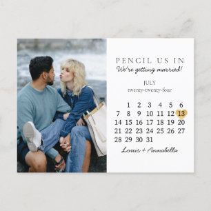 Save the Date Calendar Gold Heart Juli 2024 Karte