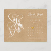 Save the Date Calendar Gold Heart Postkarte (Vorderseite)