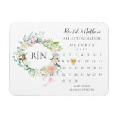 Save the Date Calendar Gold Herzfloralmagnet Magnet (Horizontal)