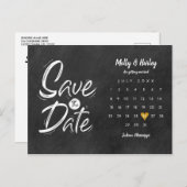 Save the Date Calendar Gold Liebe Herzklub Ankündigungspostkarte (Vorne/Hinten)