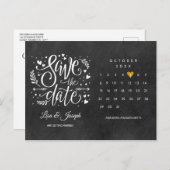 Save the Date Calendar Gold Liebe Herzklub Postkarte (Vorne/Hinten)