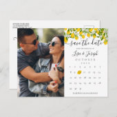 Save the Date Calendar Lemons Blossom Foto Ankündigungspostkarte (Vorne/Hinten)