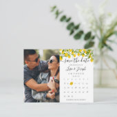 Save the Date Calendar Lemons Blossom Foto Ankündigungspostkarte (Stehend Vorderseite)