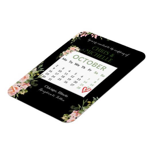 Save the Date Calendar Magnet Custom-October (Linke Seite)