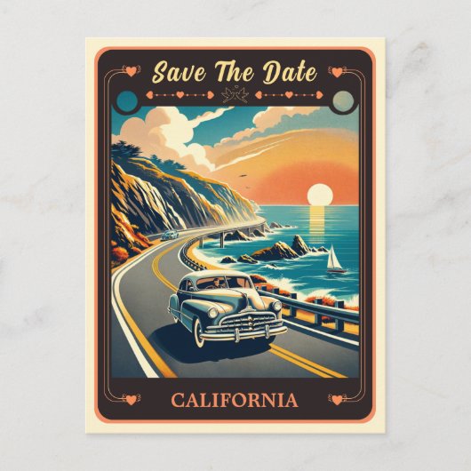 Save The Date | California Einladung Postkarte (Vorderseite)