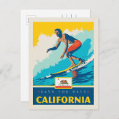 Save The Date | California Einladungspostkarte (Vorne/Hinten)