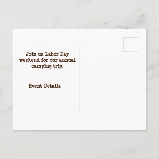 Save the Date-Camping-Trip-Blätter für Wiedersehen Postkarte (Rückseite)