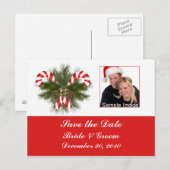Save the Date - Candy Cane Foto Postkarte (Vorne/Hinten)