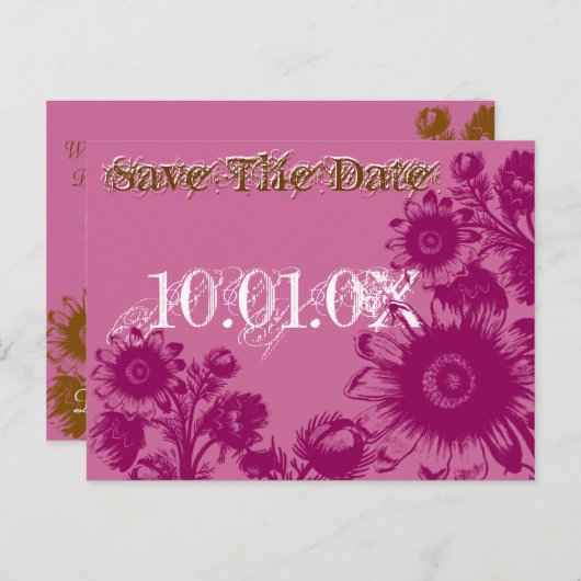 Save the Date Caramel Cafe und Bodacious Lila Ankündigungspostkarte (Vorne/Hinten)