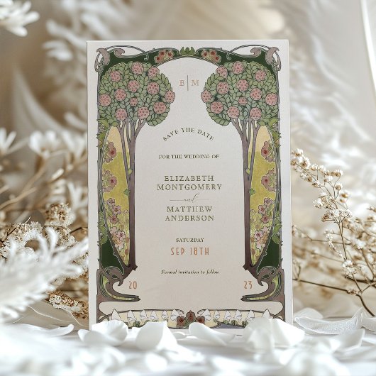 Save the Date Card Belle Époque Liebe Bäume Einladung
