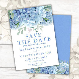 Save the Date Card Blue Hydrangeas Floral Wedding Einladung