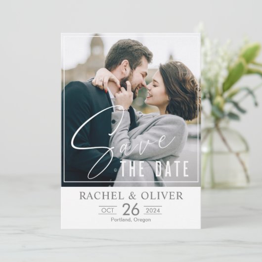 Save the Date Card Vintage Hochzeitserklärung (Stehend Vorderseite)