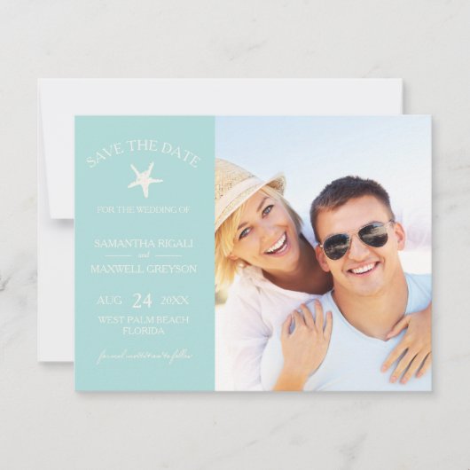 SAVE THE DATE Cards, Starfish Beach Wedding (Vorderseite)