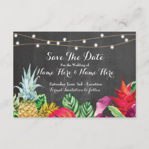 Save the Date Chalk Rustikale Aloha Tropenleuchten