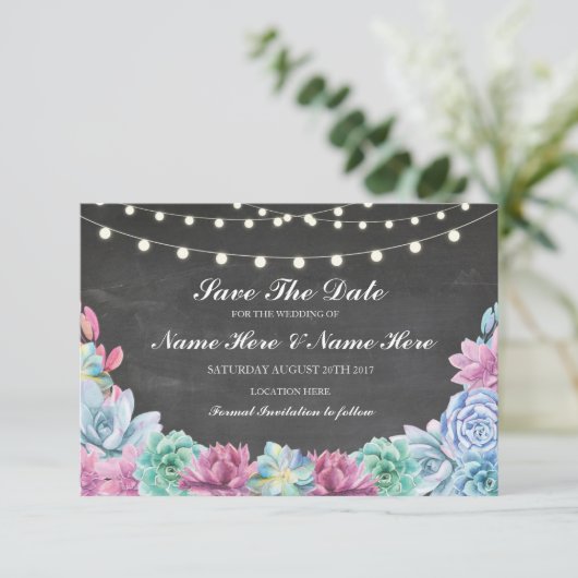 Save the Date Chalk Rustikale Lichtkarte (Stehend Vorderseite)