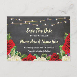 Save the Date Chalk Rustikale Rote Rosen Lights la