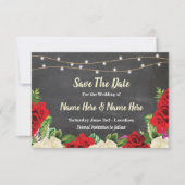 Save the Date Chalk Rustikale Rote Rosen Lights la (Vorderseite)