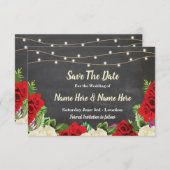 Save the Date Chalk Rustikale Rote Rosen Lights la (Vorne/Hinten)