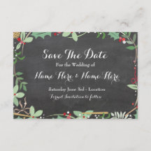 Save the Date Chalk Rustikale Winterferien Berries