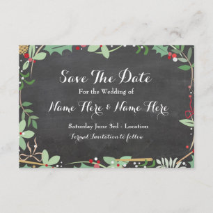 Save the Date Chalk Rustikale Winterferien Berries