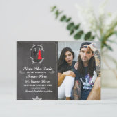 Save the Date Chalk Skulls Fotokarte Gothic (Stehend Vorderseite)