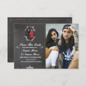 Save the Date Chalk Skulls Fotokarte Gothic (Vorne/Hinten)