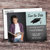 Save the Date Chalkboard Boy's Foto Abschluss Ankündigungspostkarte