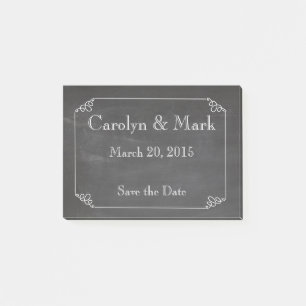Save the Date, Chalkboard Rustic Vintage Wedding Post-it Klebezettel