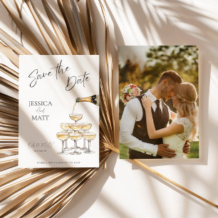 Save the Date Champagne Watercolor Card