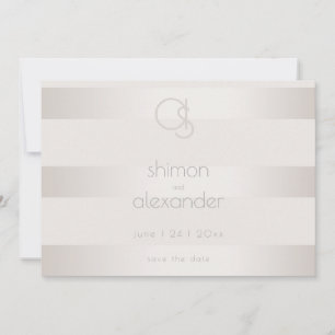 Save The Date Champagner Shimmer Stripe Monogram