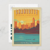 Save the Date - Charlotte, NC Ankündigungspostkarte (Vorne/Hinten)