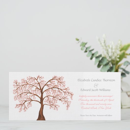 Save the Date Cherry Blossom Sakura Ankündigung (Stehend Vorderseite)