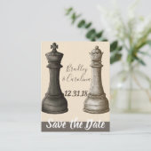 Save the Date Chess King Queen Ankündigungspostkarte (Stehend Vorderseite)
