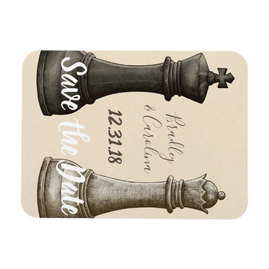 Save the Date Chess King Queen Magnet (Horizontal)