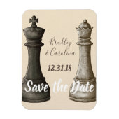 Save the Date Chess King Queen Magnet (Vertikal)